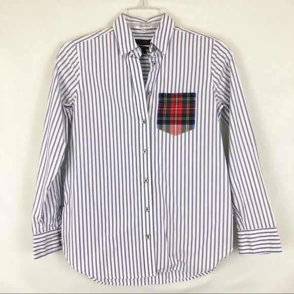 J. Crew Tops - J Crew F9659 Stripe Boy Button Down Sz 00 Petite